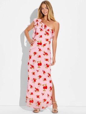 Women’s Ruffle One Shoulder Midi Bodycon Dress